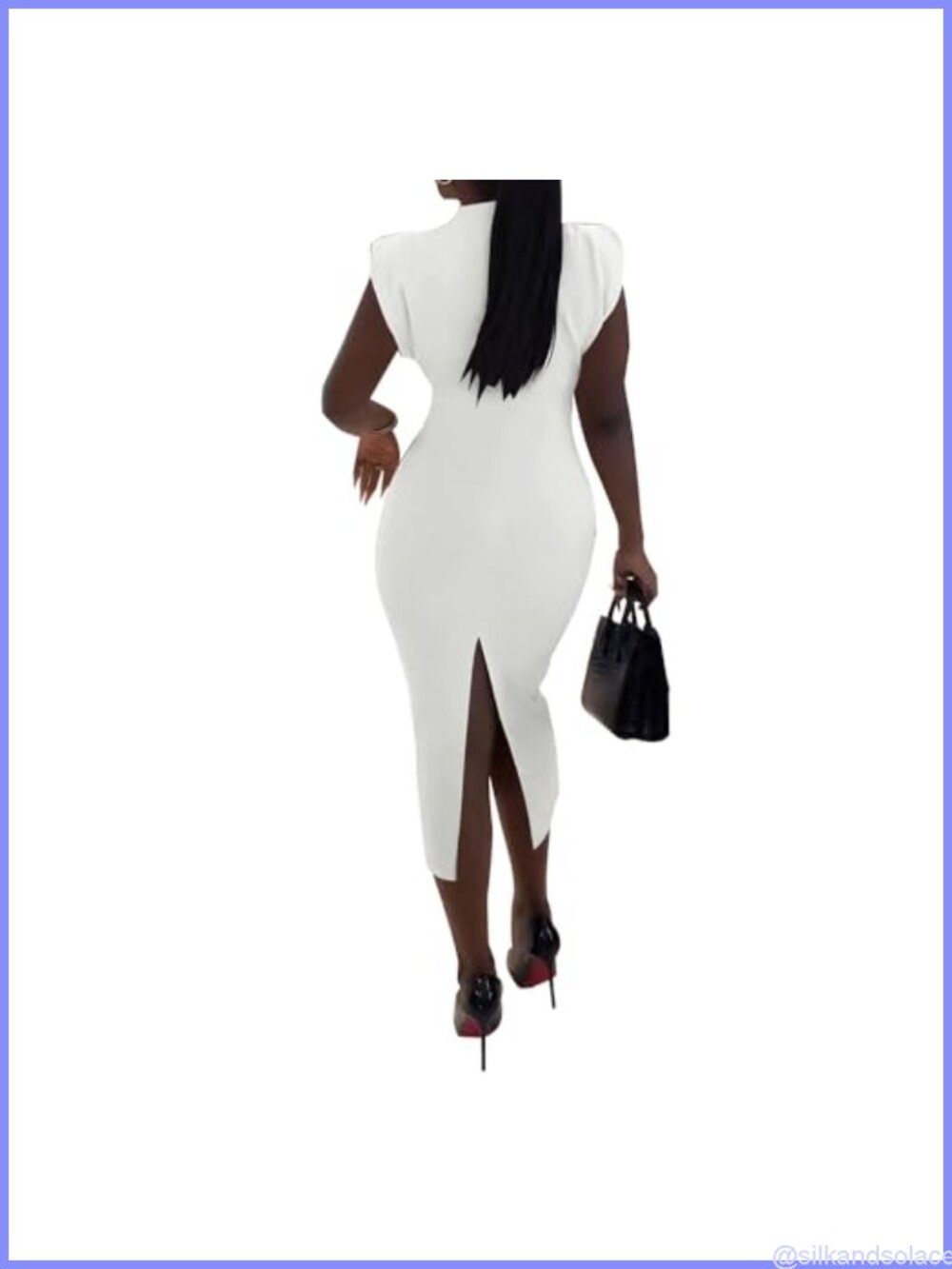 Women's Sleeveless High Neck Maxi Dress with Bodycon Fit and Back Slit - Picture 3 of 6